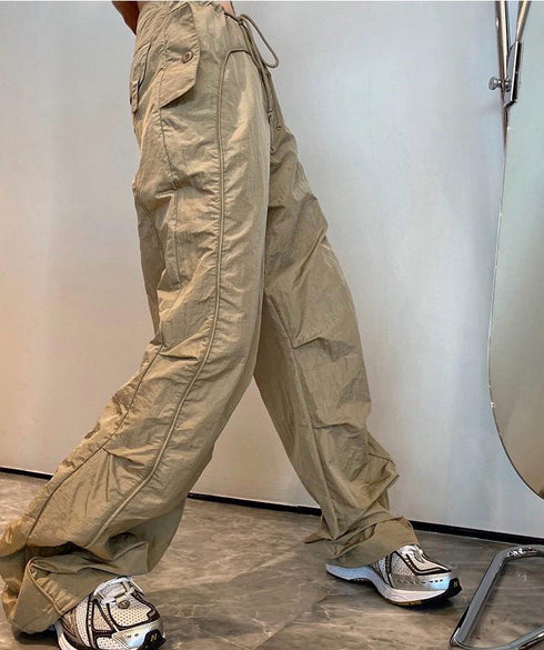 HELLO FASHION Drawstring Parachute Cargo Pants